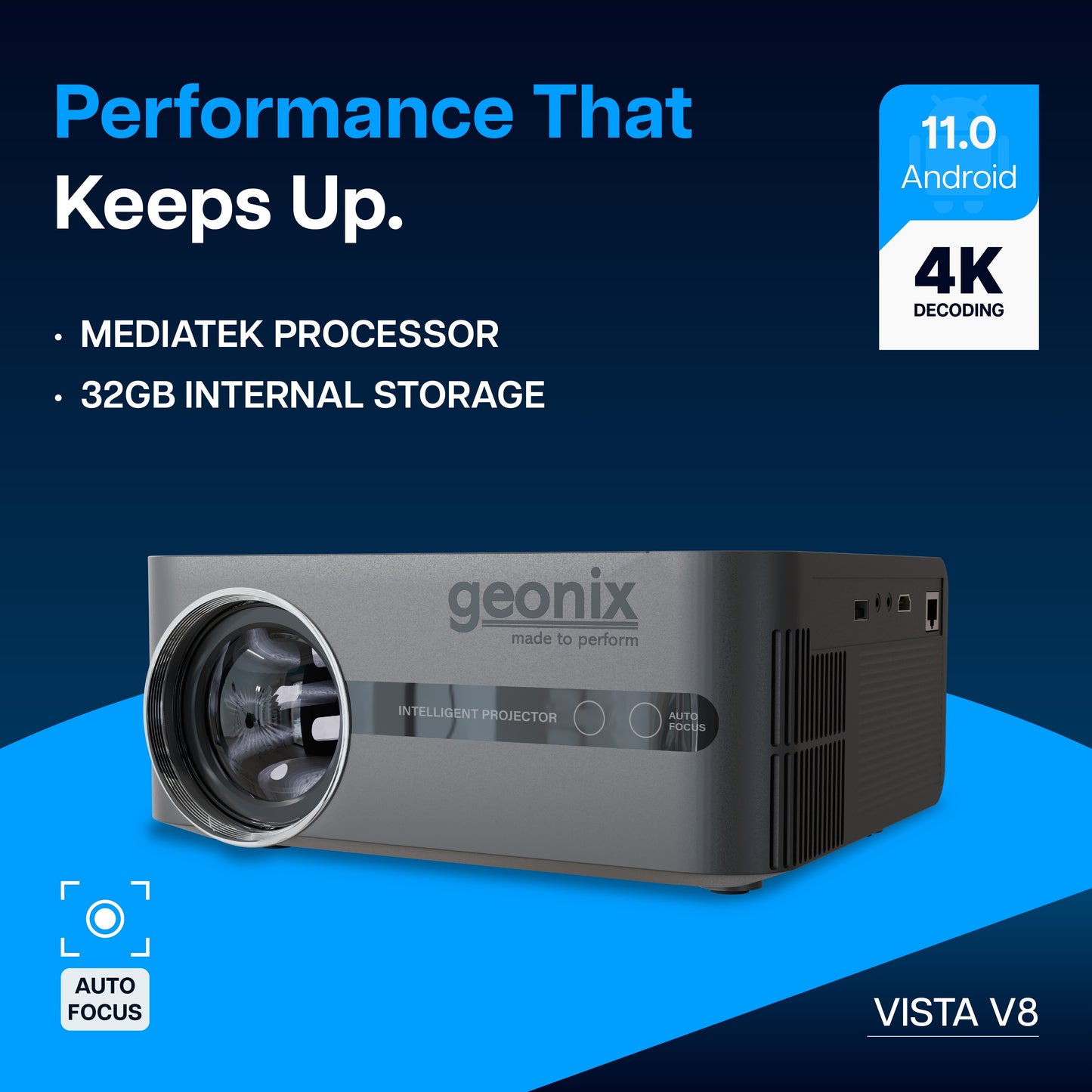 Portable Vista V8 Smart Projector 4K Full HD 1080P