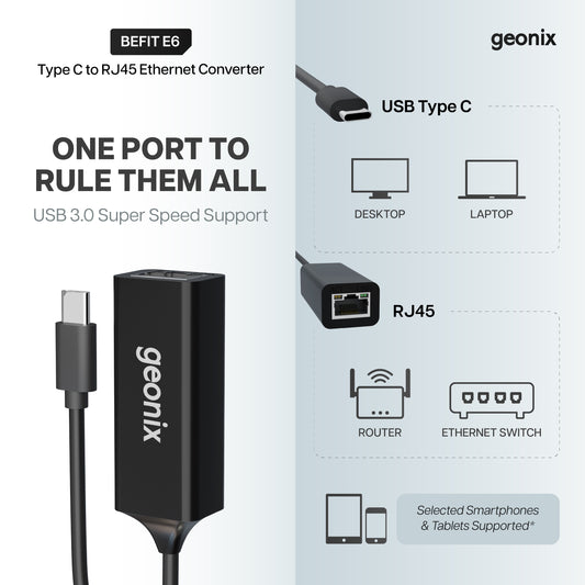 Type C to RJ45 Ethernet Converter Befit E6