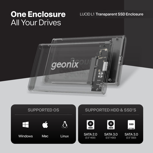 Lucid L1 2.5 Inch Transparent SATA SSD Enclosure