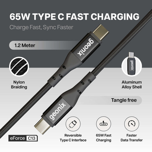 eForce C13 65W Type-C to Type-C Fast Charging Cable