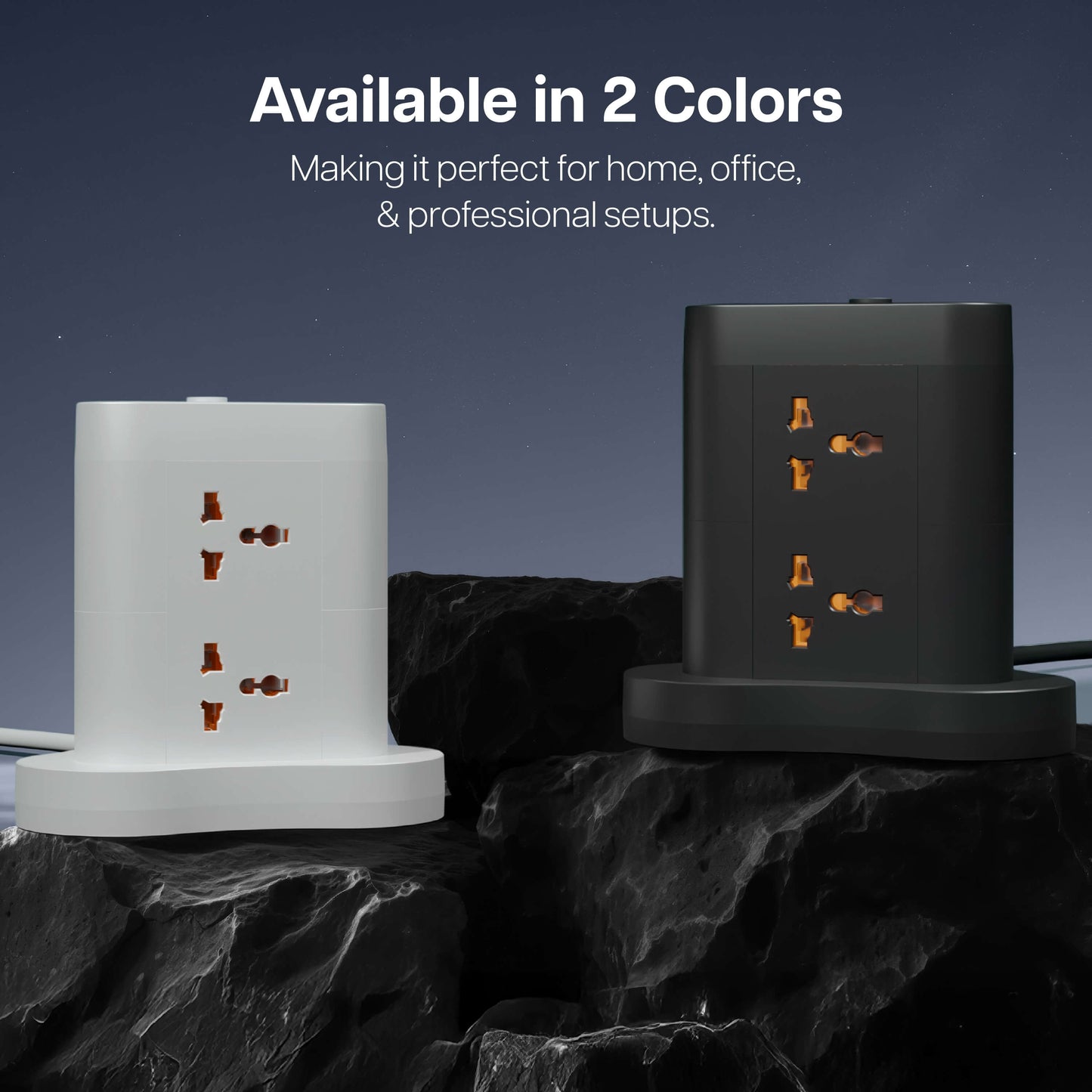 PowerSpan Fort with 6 Universal Socket & 2 USB 1 Type C Port (Black)