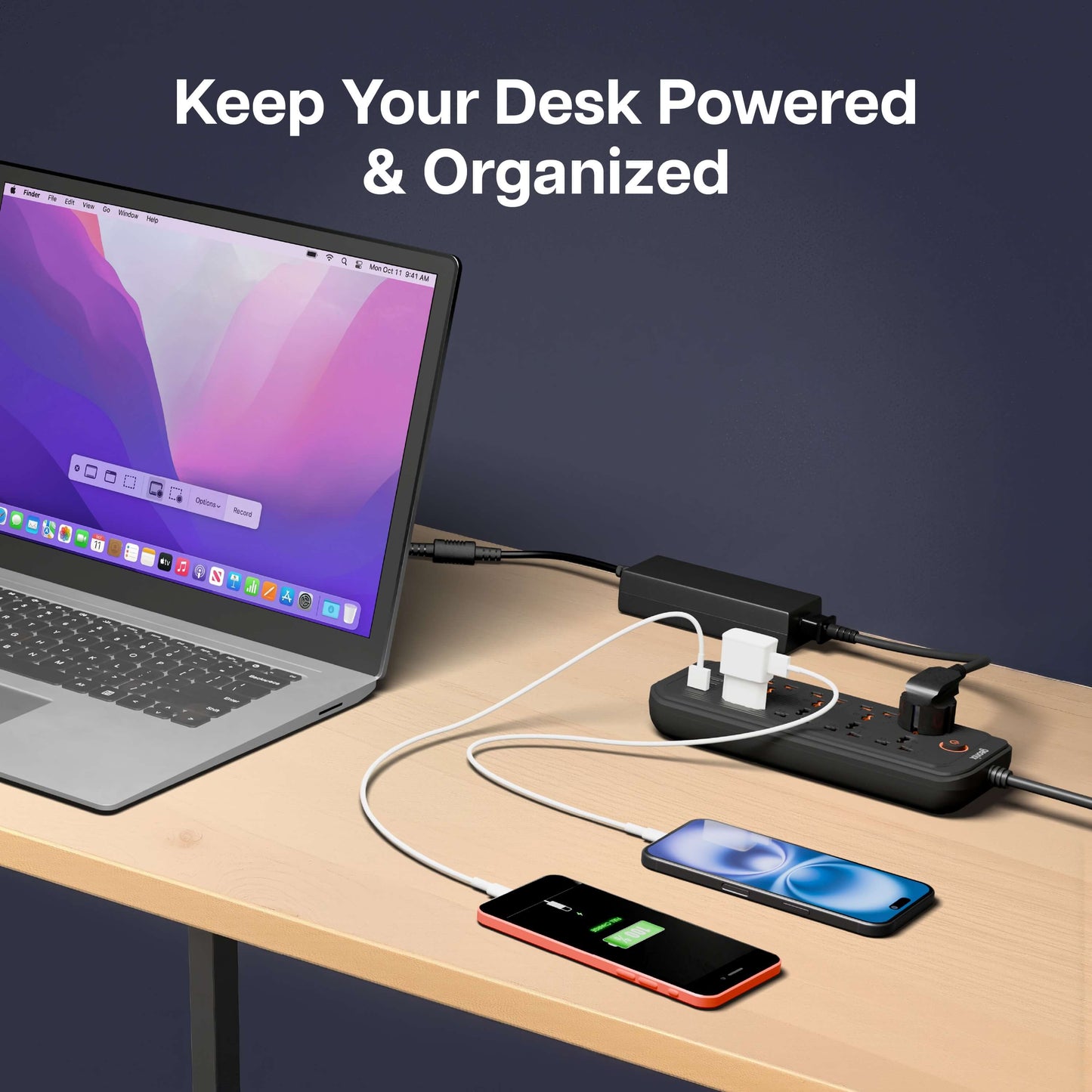 PowerSpan U8 with 8 Universal Socket & 4 USB 2 Type C Port (Black)