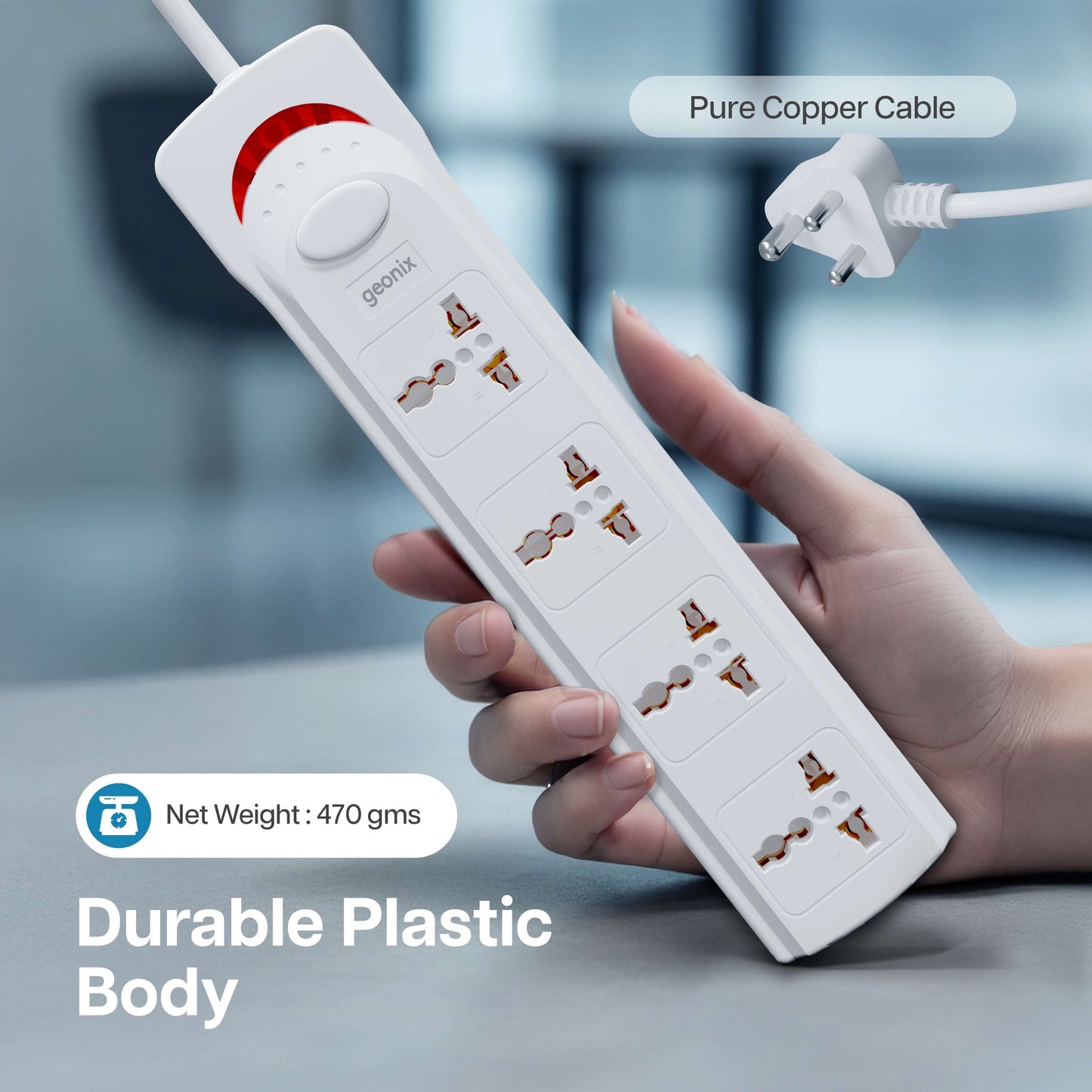 PowerSpan S4 Extension Board with 4 Universal Sockets (White)