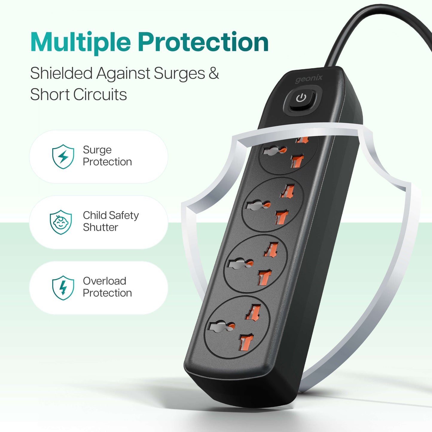 PowerSpan S4 PRO Extension Board with 4 Universal Sockets (Black)