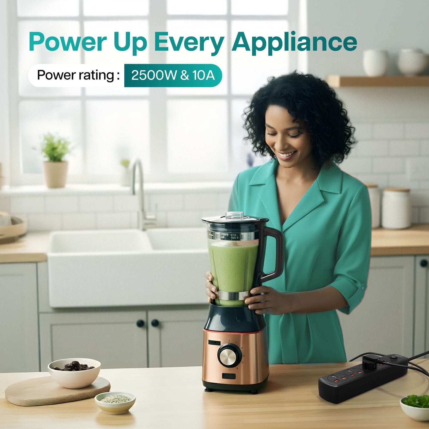 PowerSpan S4 PRO Extension Board with 4 Universal Sockets (Black)