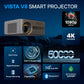Portable Vista V8 Smart Projector 4K Full HD 1080P