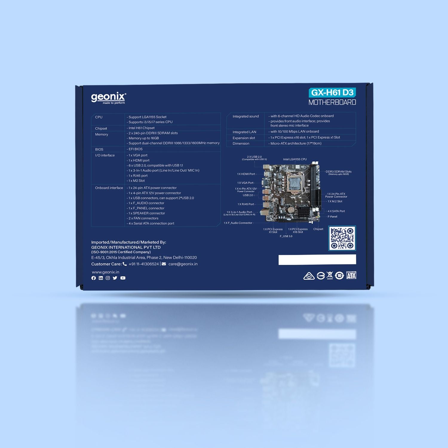 H61 D3 Motherboard: 16GB RAM, HDMI & VGA – Geonix