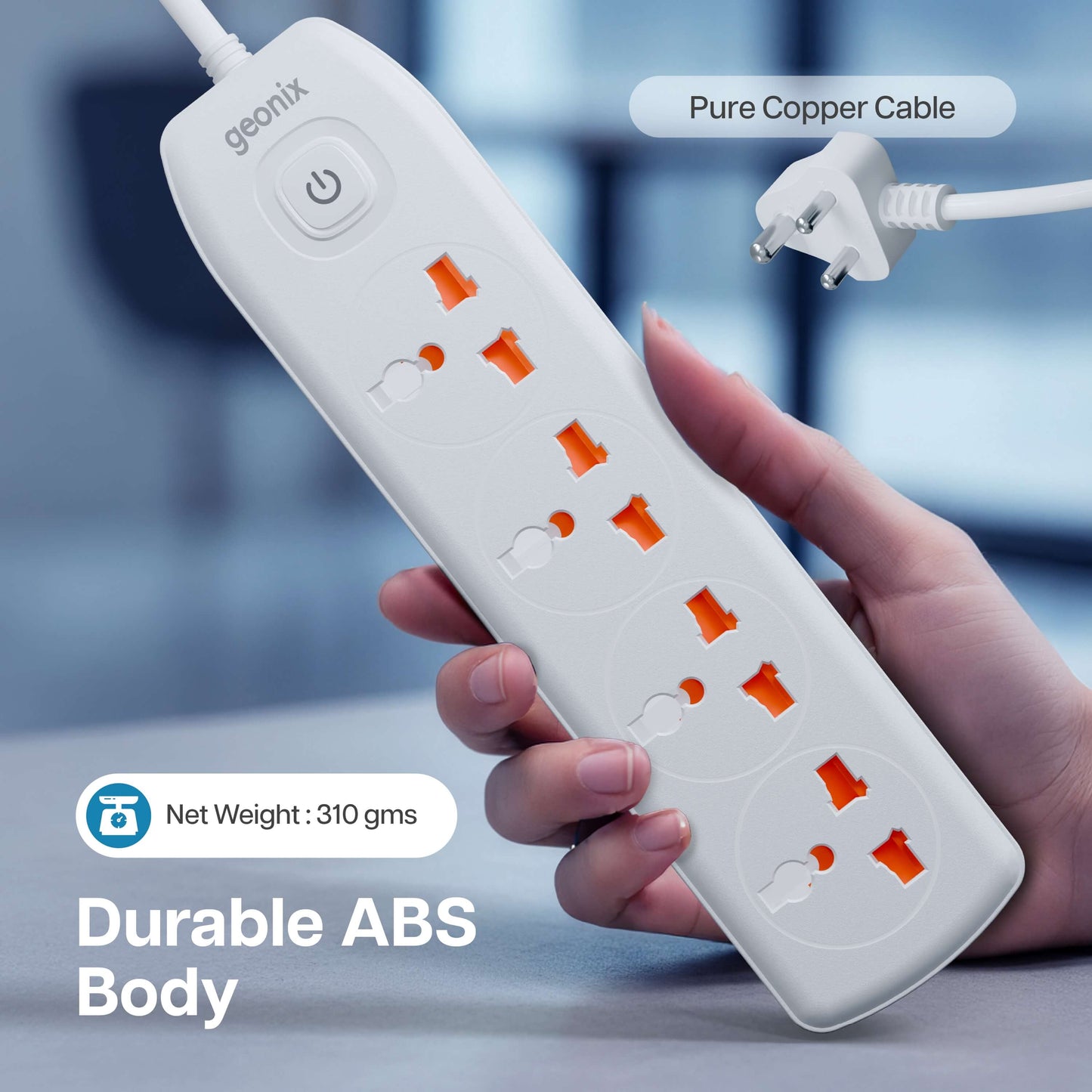 PowerSpan S4 PRO Extension Board with 4 Universal Sockets (White)