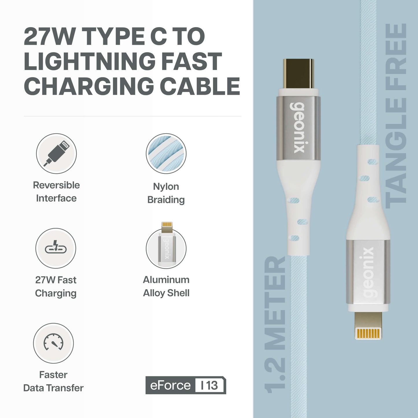 eForce I13 27W Type-C to Lightning Fast Charging Cable