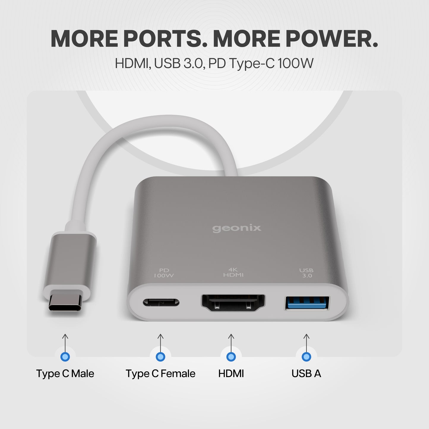 Type C to 3 in 1 MultiPort Hub Befit HD3