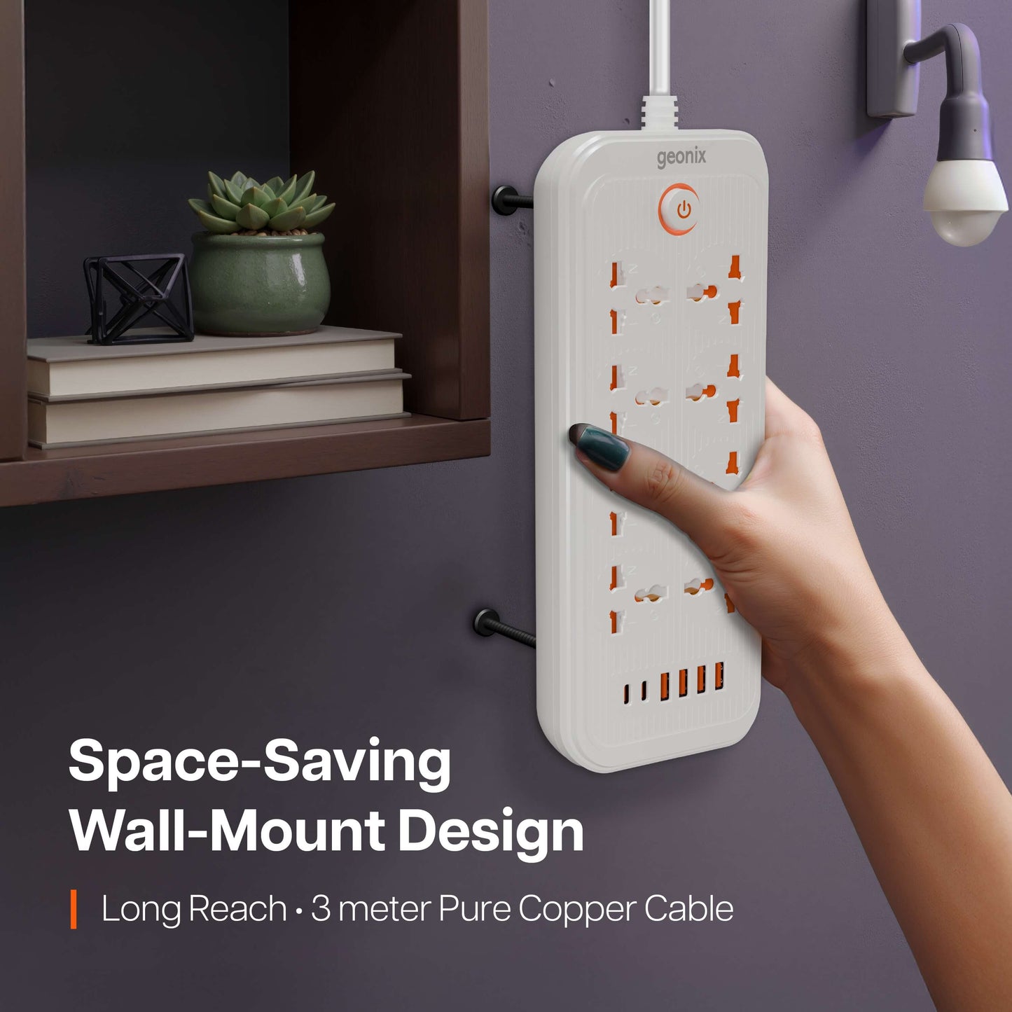 PowerSpan U8 with 8 Universal Socket & 4 USB 2 Type C Port (White)
