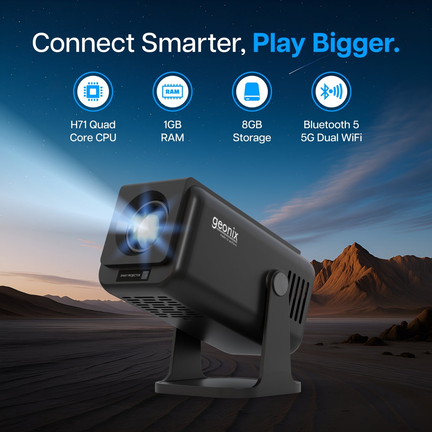 Portable Vista V4 Smart Projector 4K Native 1080P Android 13