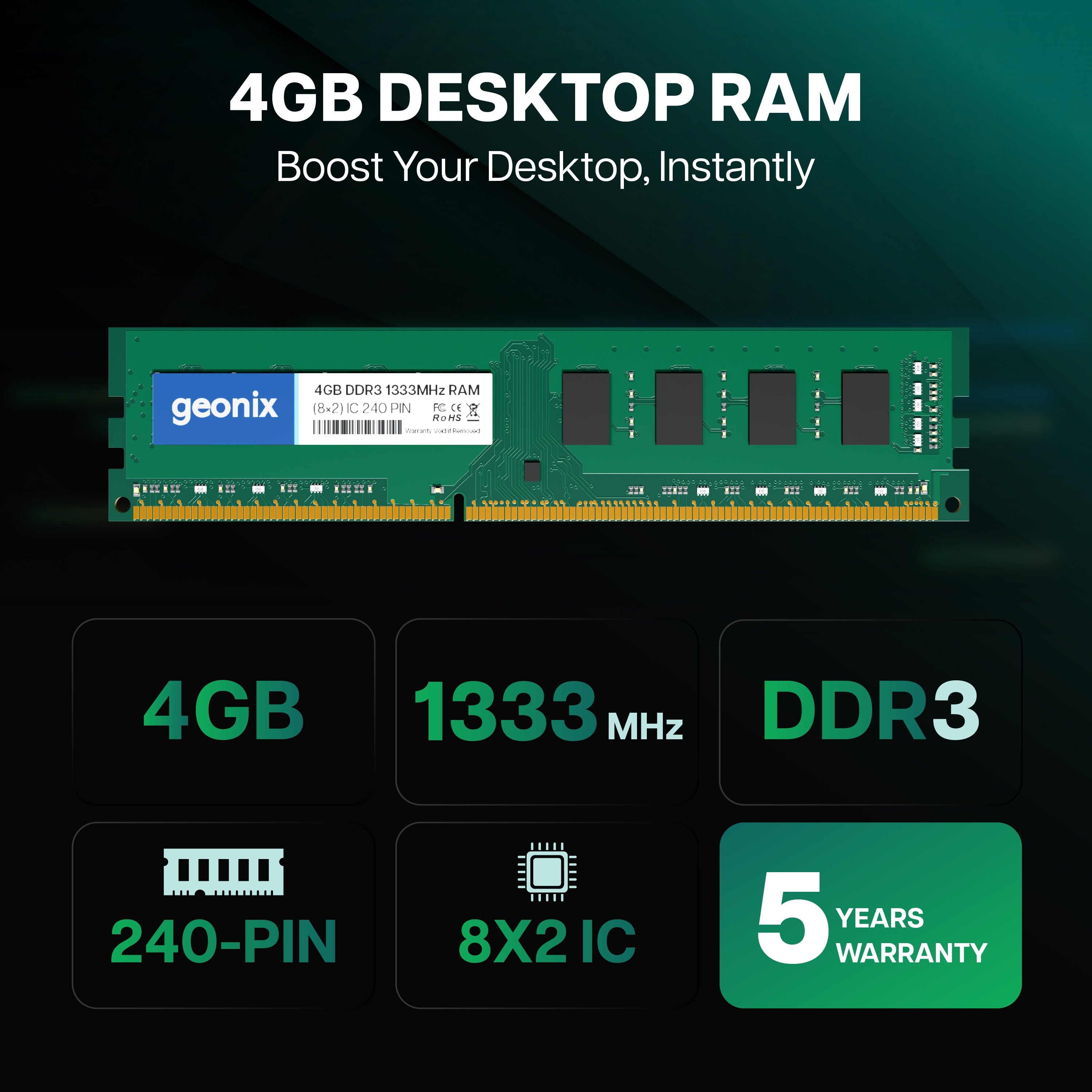 Geonix 4GB DDR3 1333MHz Desktop RAM