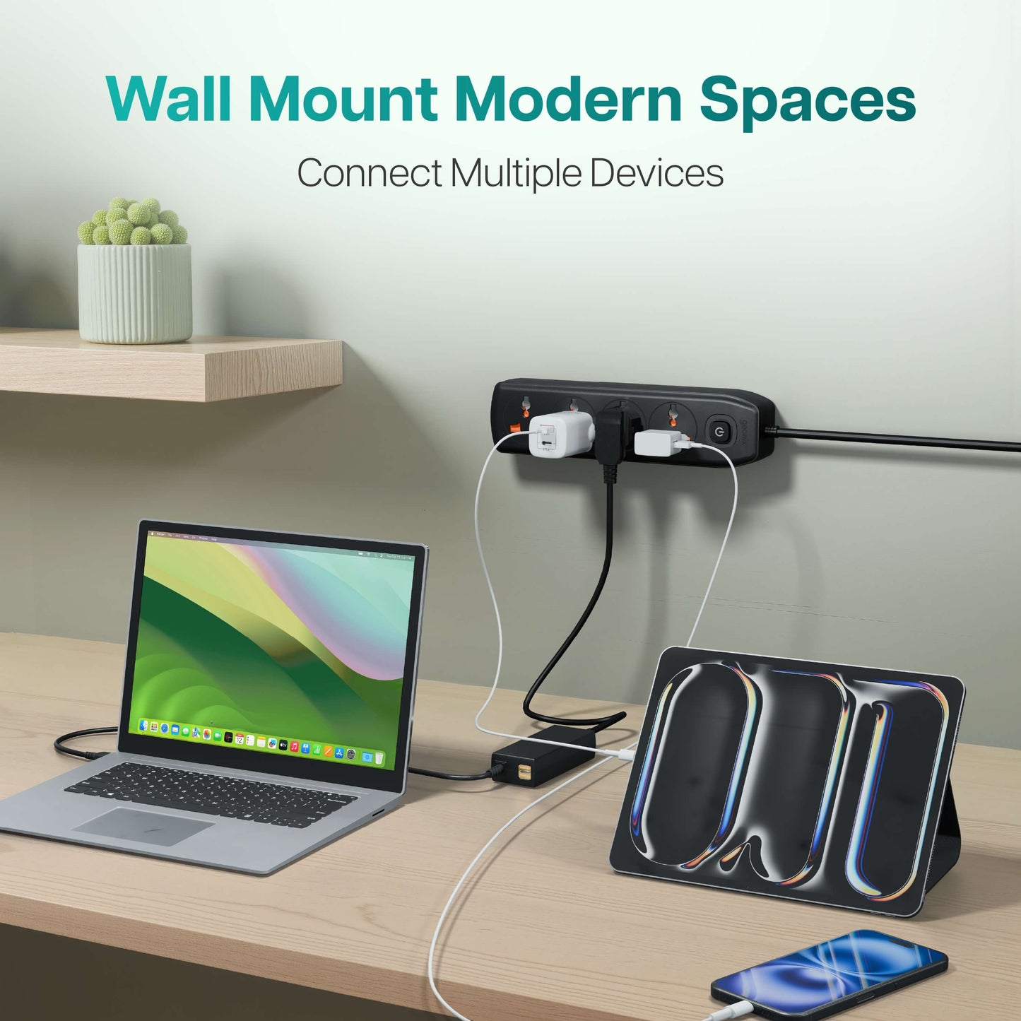 PowerSpan S4 PRO Extension Board with 4 Universal Sockets (Black)