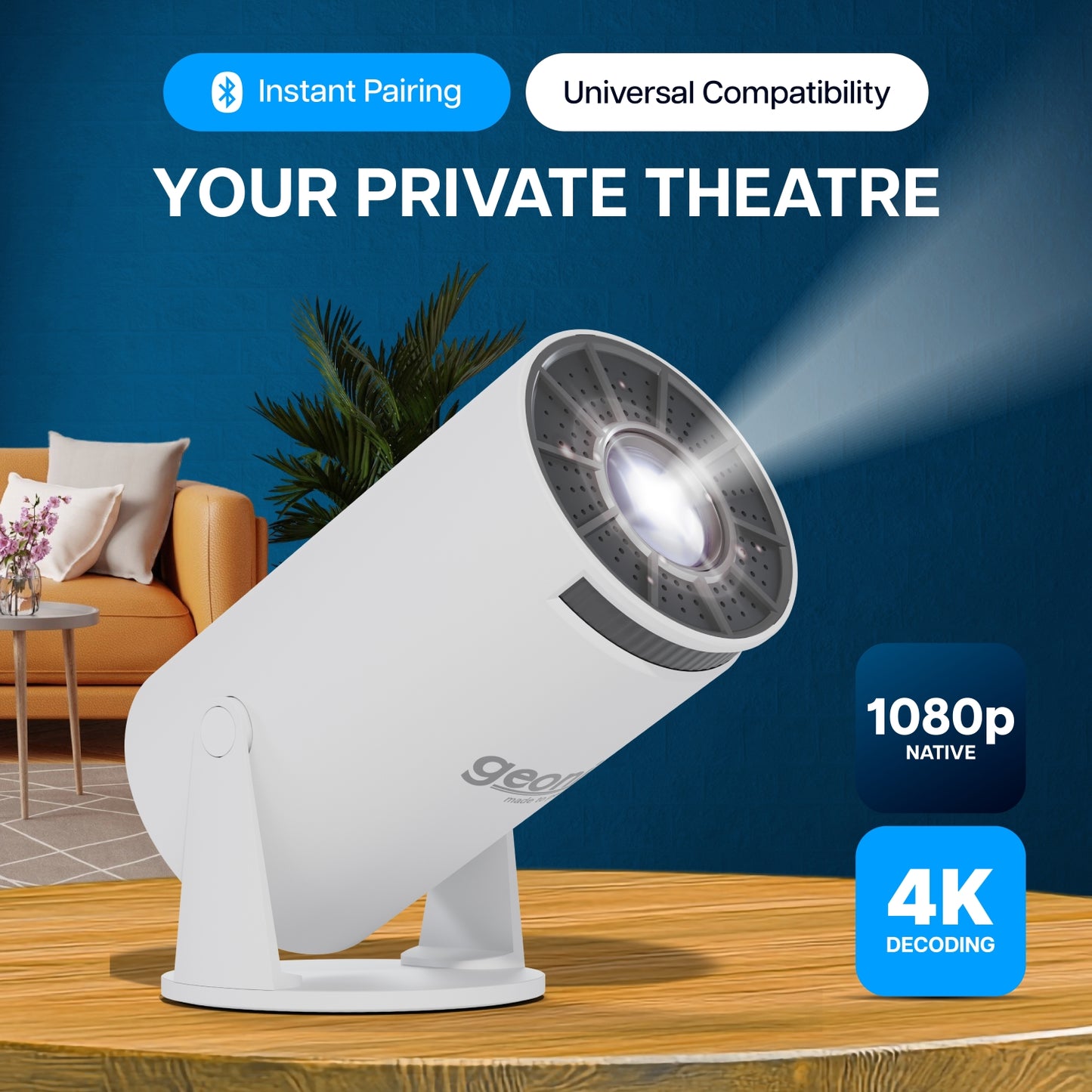 Portable Vista V2 Smart Projector 720p HD Resolution