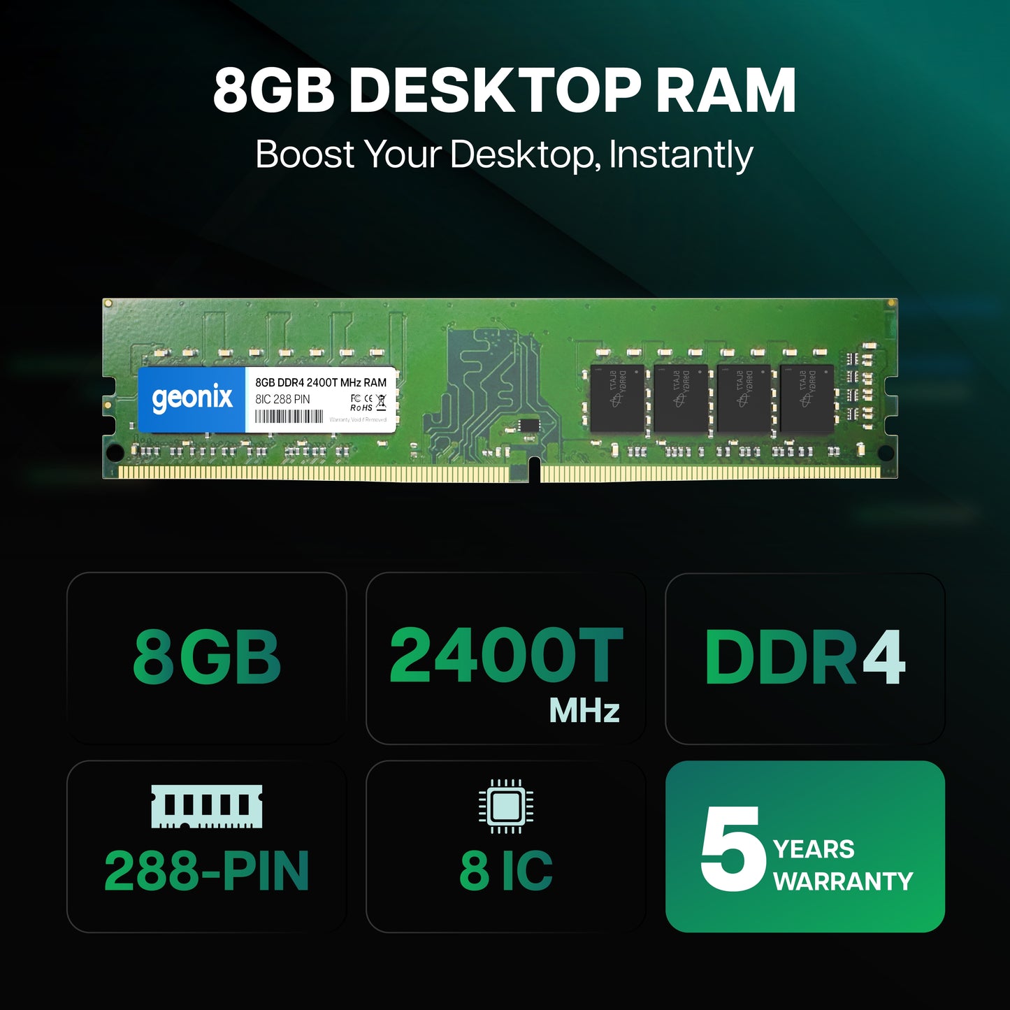 Geonix 8GB DDR4 2400TMHz Desktop RAM