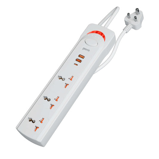 PowerSpan U3 with 3 Universal Socket & 2 USB 1 Type C Port (White)