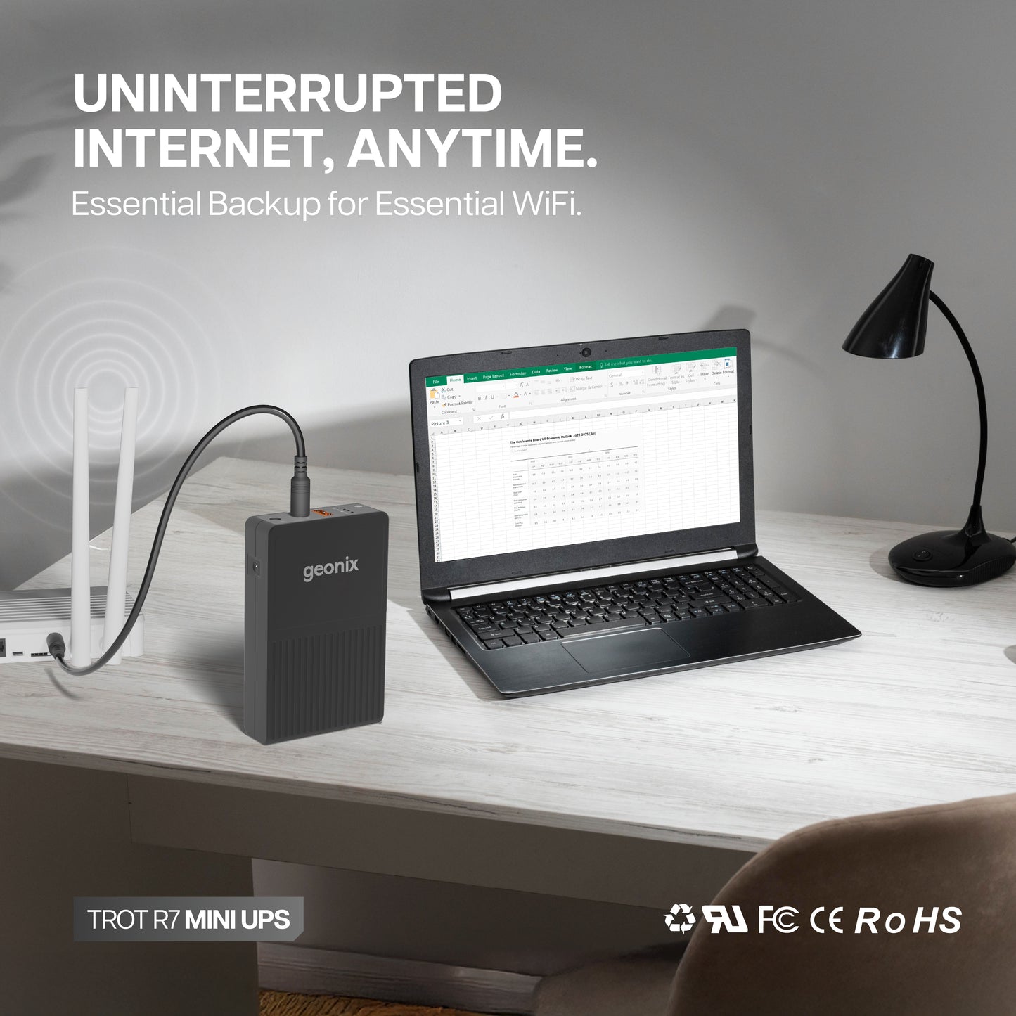 Trot R7 Mini UPS Power Bank for WIFI Router (Black)