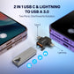Type C & Lightning to USB 3.0 2 in 1 OTG Converter Befit ACE