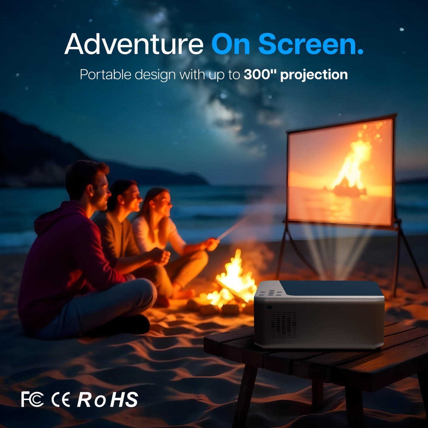 Portable Vista V8 Smart Projector 4K Full HD 1080P