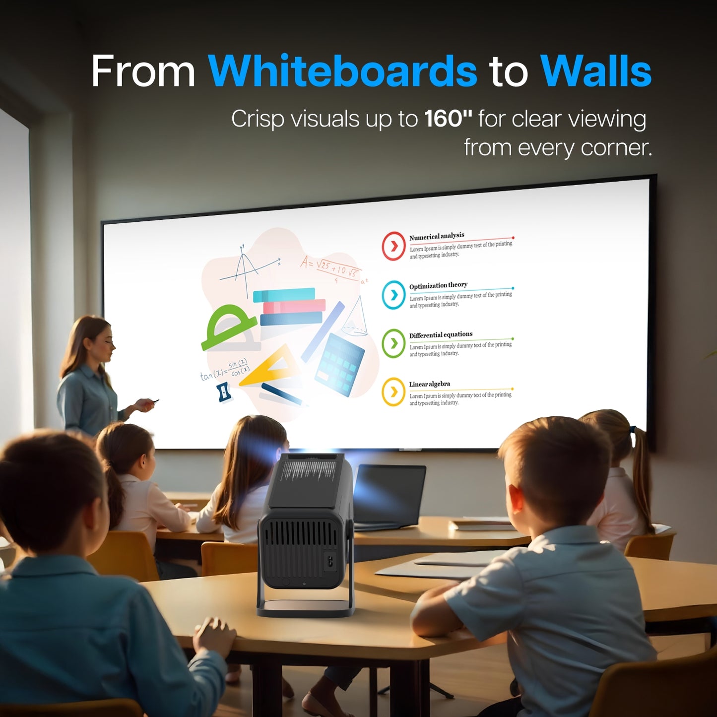 Portable Vista V4 Smart Projector 4K Native 1080P Android 13