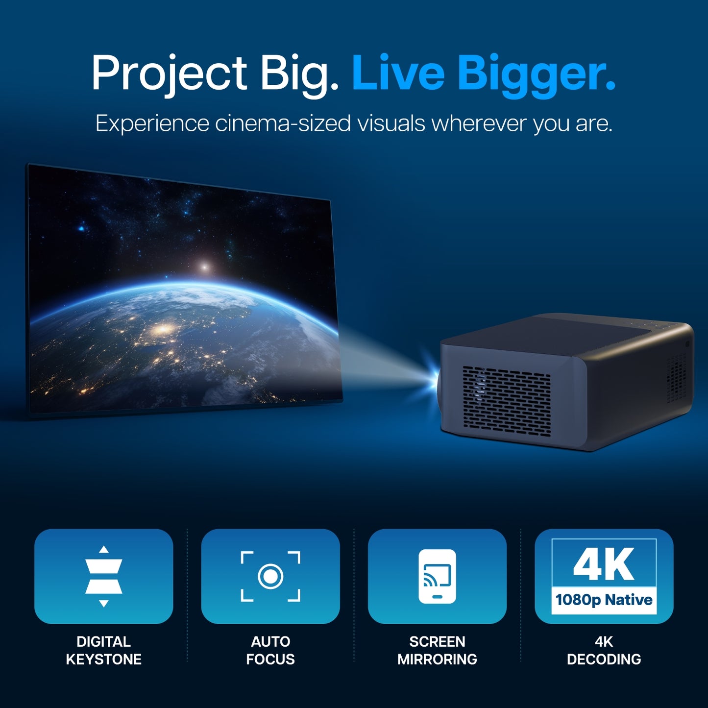 Portable Vista V8 Smart Projector 4K Full HD 1080P