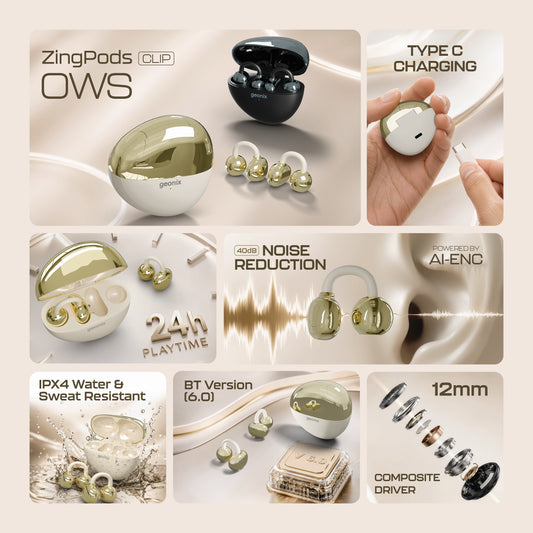 Zingpods Clip OWS Earbuds Gold