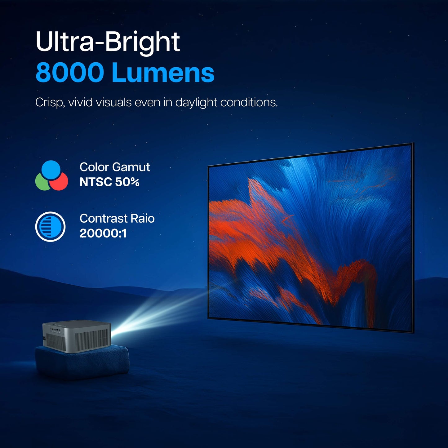 Portable Vista V10 Smart Projector 4K Full HD 1080P