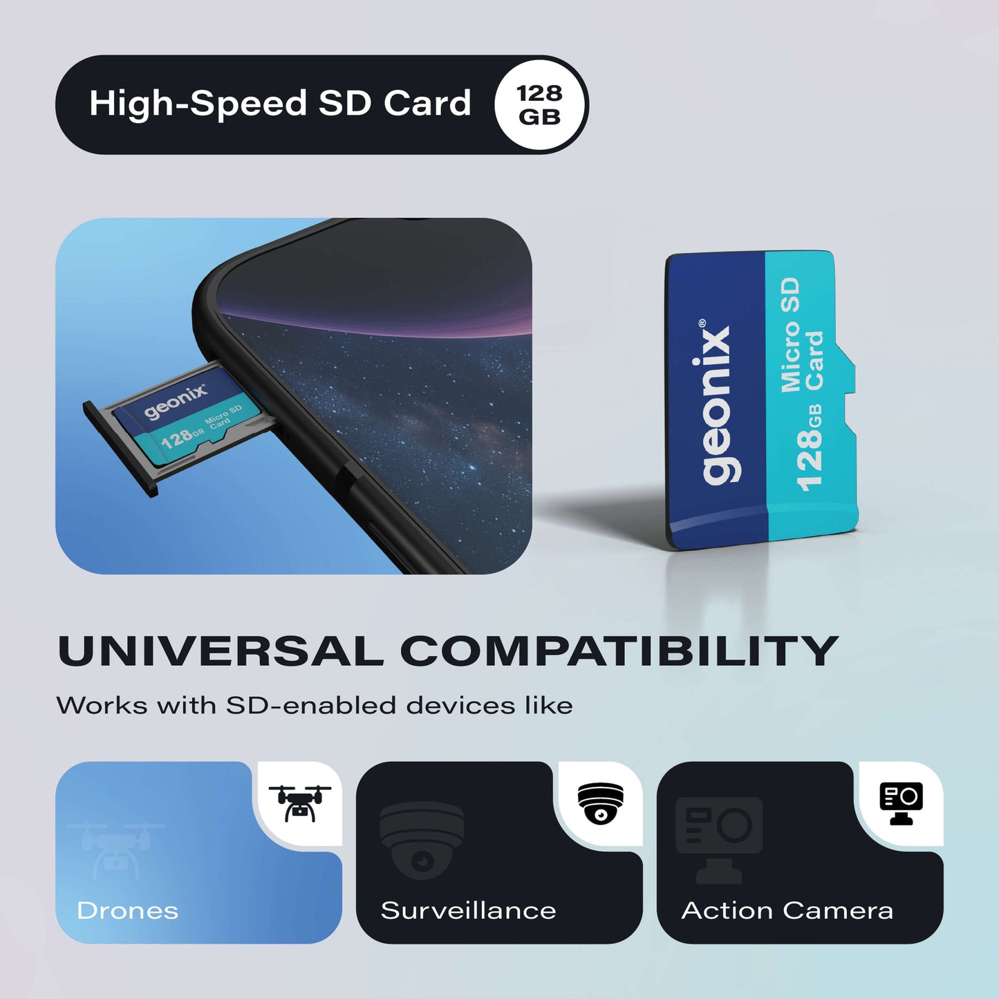 Geonix 128GB micro SD Memory Card