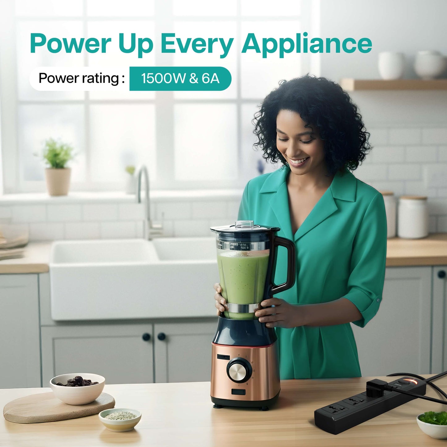 PowerSpan S4 Extension Board with 4 Universal Sockets (Black)