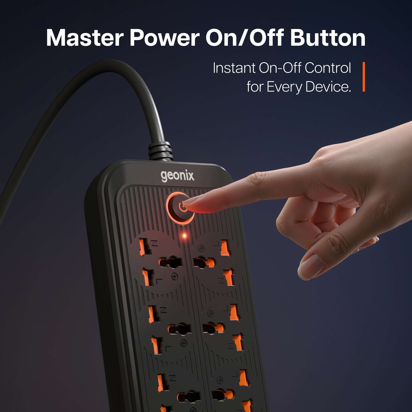 PowerSpan U8 with 8 Universal Socket & 4 USB 2 Type C Port (Black)
