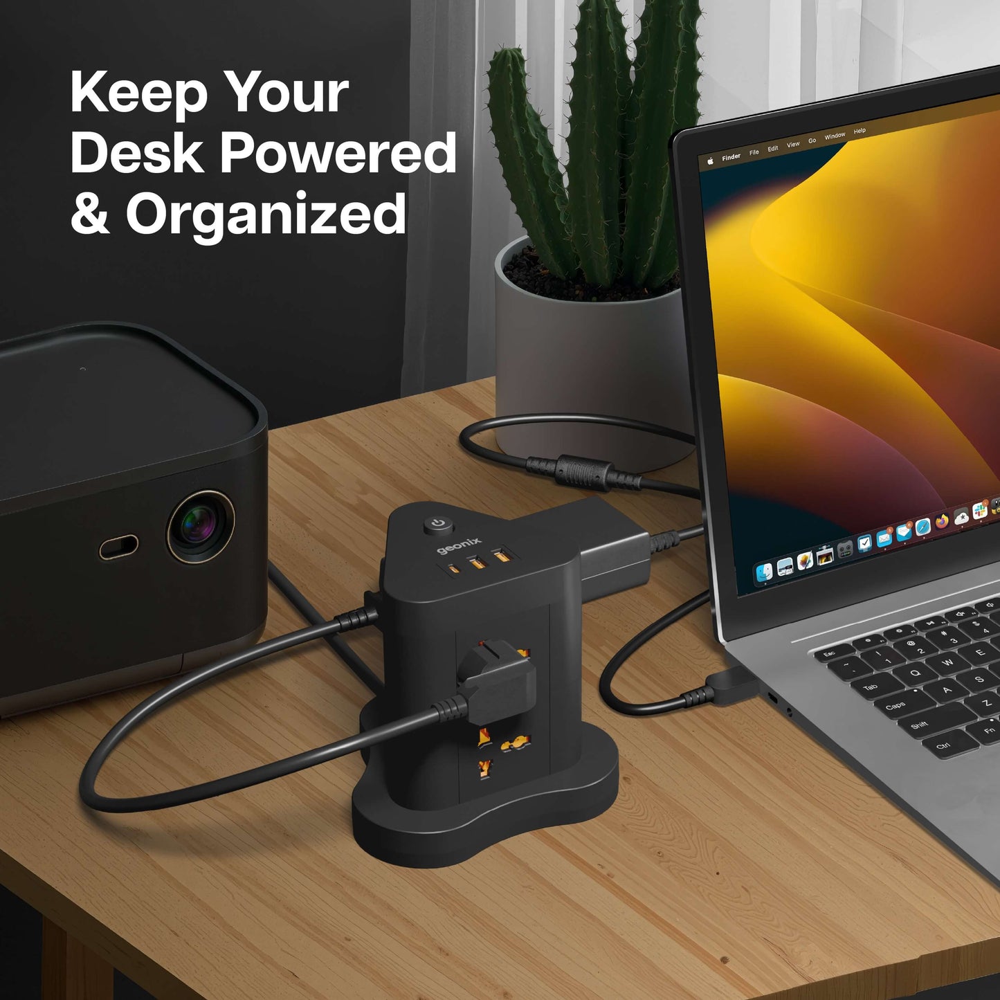 PowerSpan Fort with 6 Universal Socket & 2 USB 1 Type C Port (Black)
