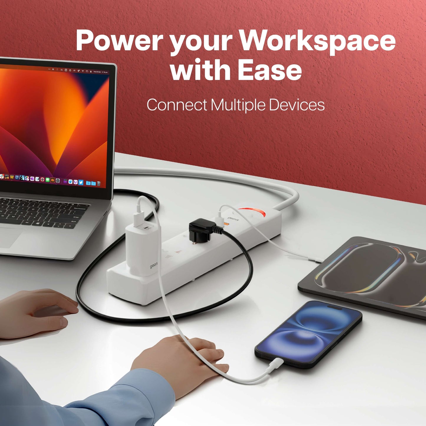 PowerSpan U3 with 3 Universal Socket & 2 USB 1 Type C Port (White)