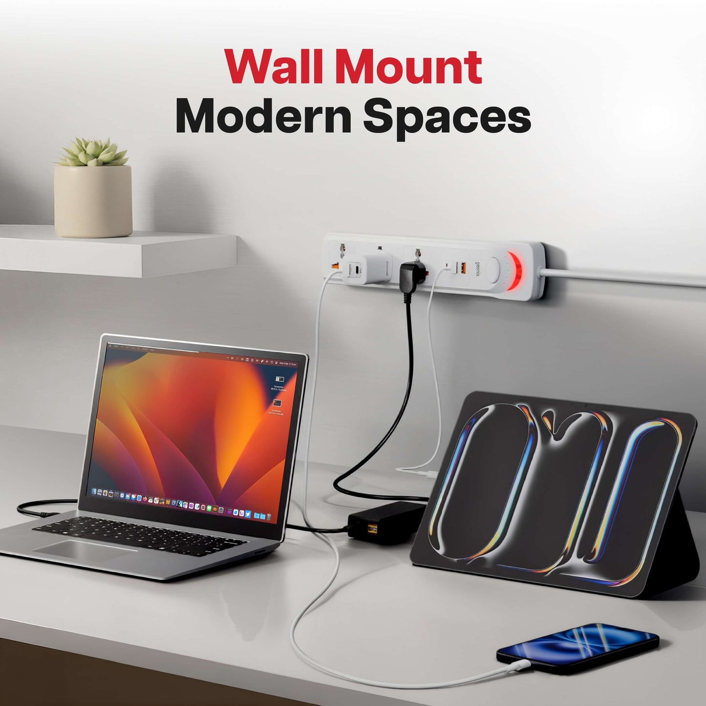 PowerSpan U3 with 3 Universal Socket & 2 USB 1 Type C Port (White)
