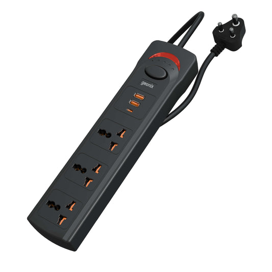 PowerSpan U3 with 3 Universal Socket & 2 USB 1 Type C Port (Black)