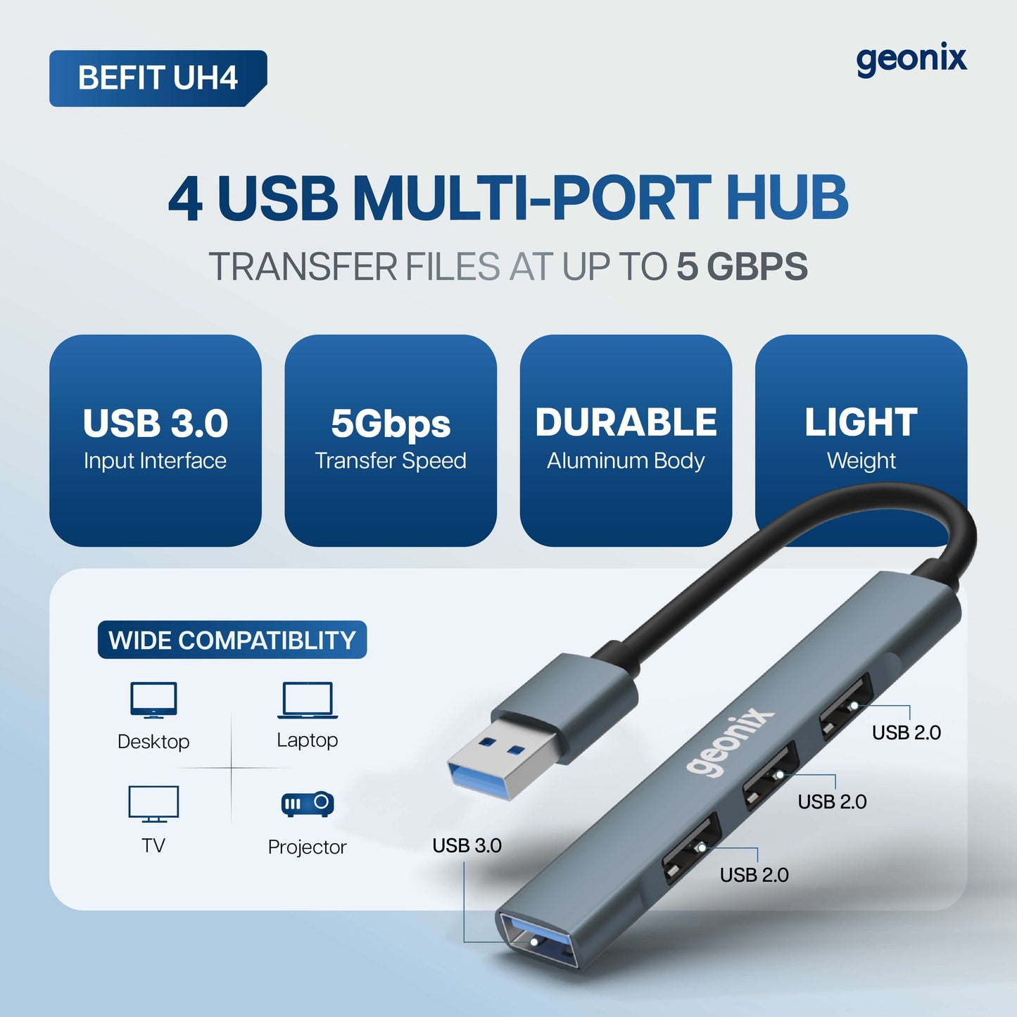 Befit UH4 4 in 1 USB Hub USB 3.0 Multiport Adapter