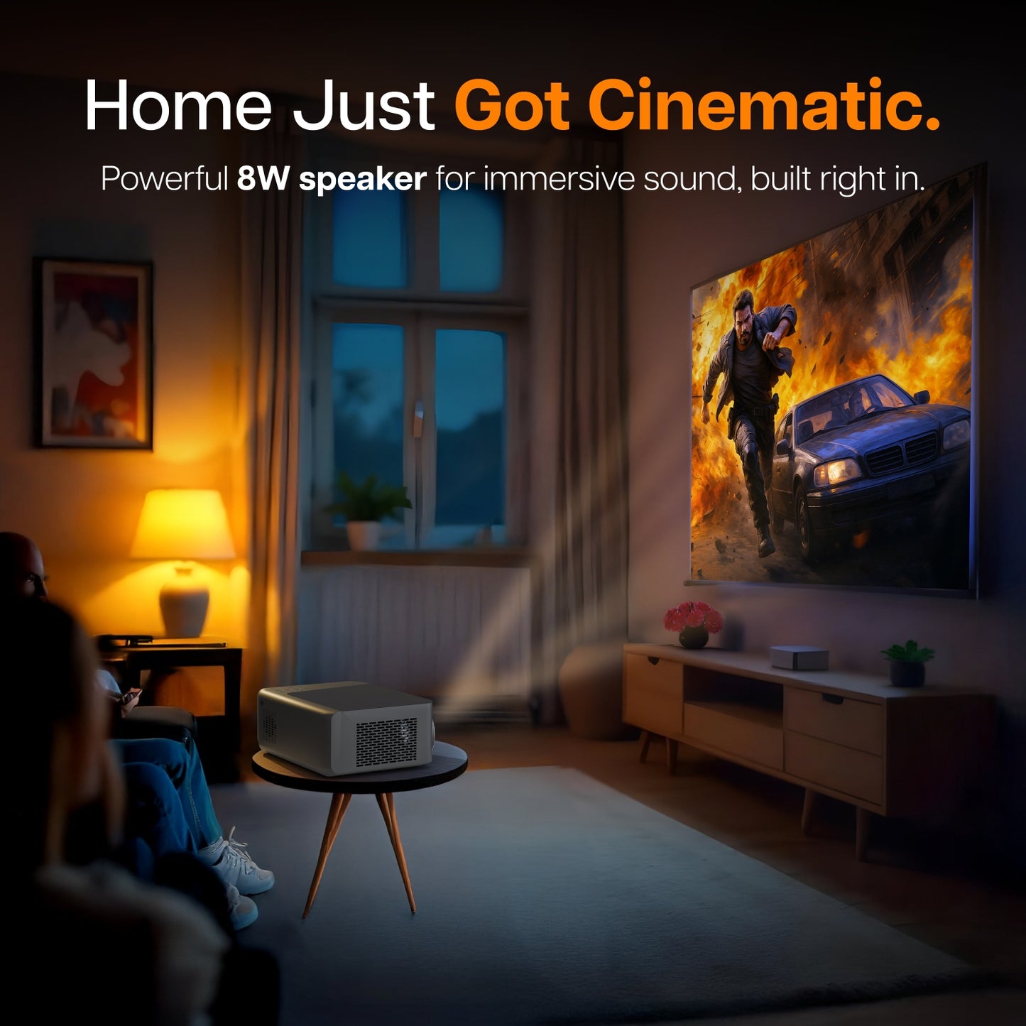 Portable Vista V8 Smart Projector 4K Full HD 1080P