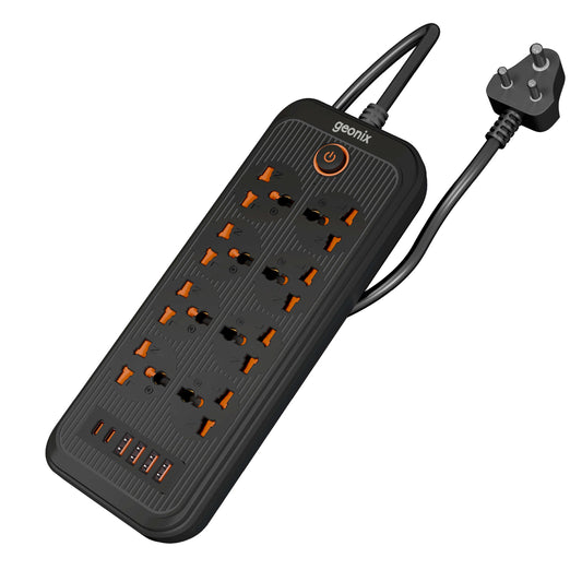 PowerSpan U8 with 8 Universal Socket & 4 USB 2 Type C Port (Black)