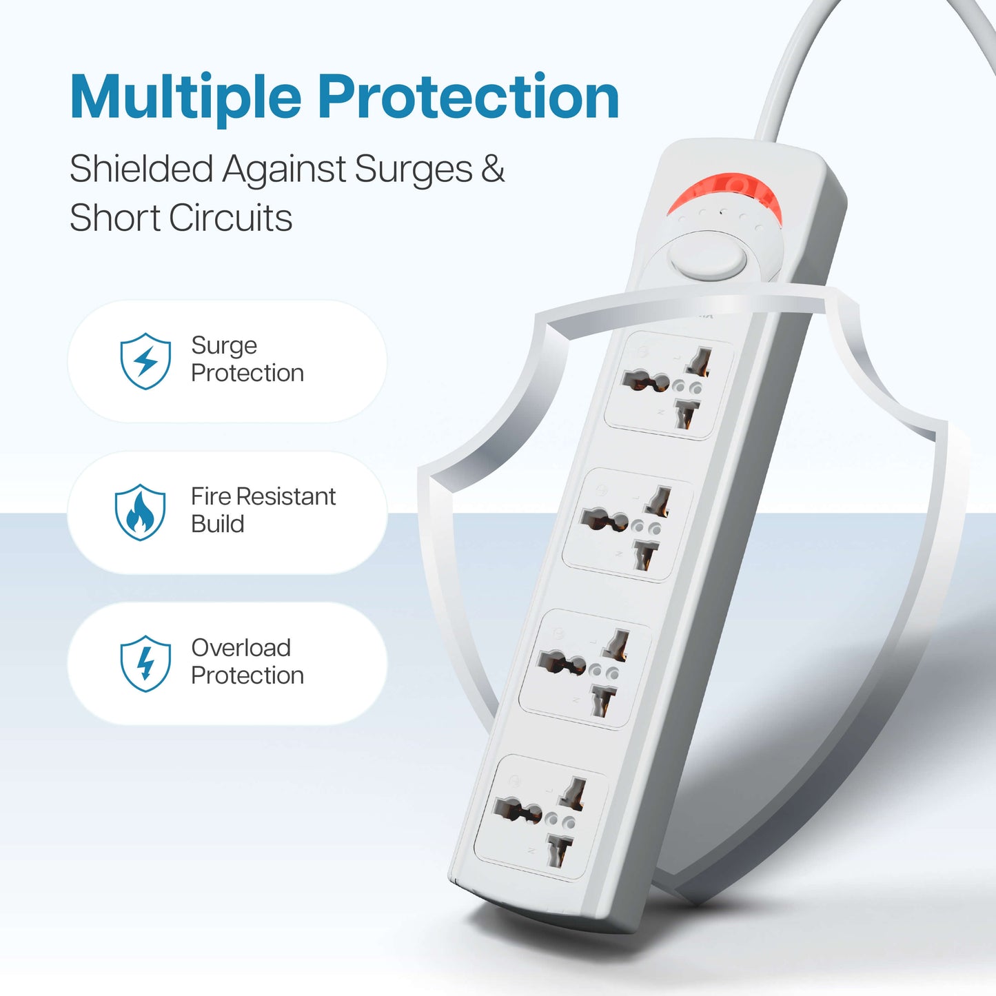PowerSpan S4 Extension Board with 4 Universal Sockets (White)